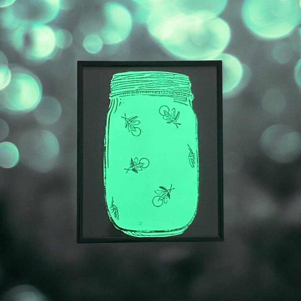 🧩🫙”Glow in the Dark” - OOAK Jar of Fireflies Art